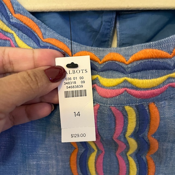 NWT Talbots Linen Chambray Shift Dress size 14 - Picture 6 of 6